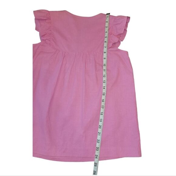 Tibi Flutter Sleeve Beaded Embroidered Linen Cotton Mexican Style Top Pink 4 - Picture 9 of 11